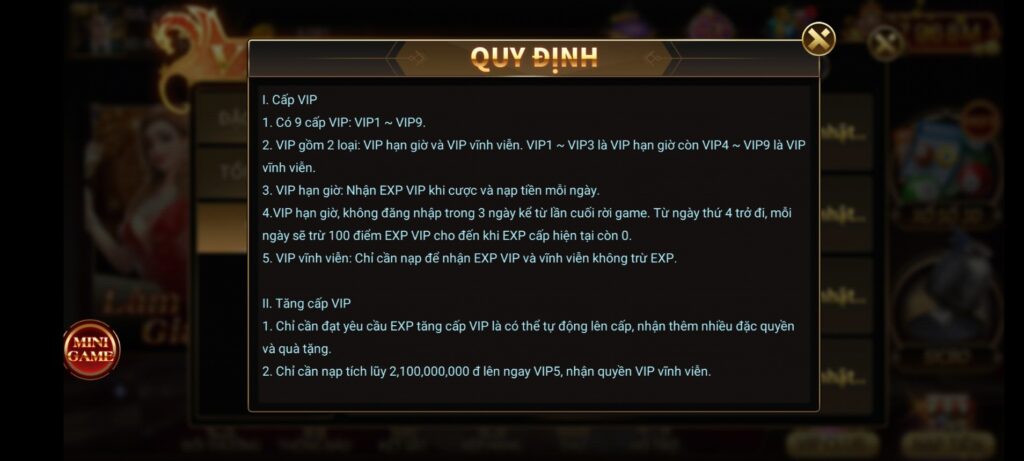 Điều khoản trong sự kiện VIP Club