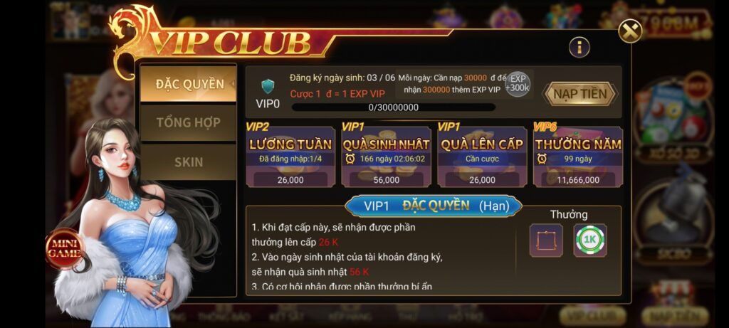 Những thông tin về VIP Club trên TWIN68